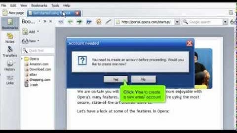 Creating an email account in Opera