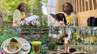 vlog  𓆩ᥫ᭡𓆪 living alone in NY: doing things alone, journaling, new hair, self care + more.