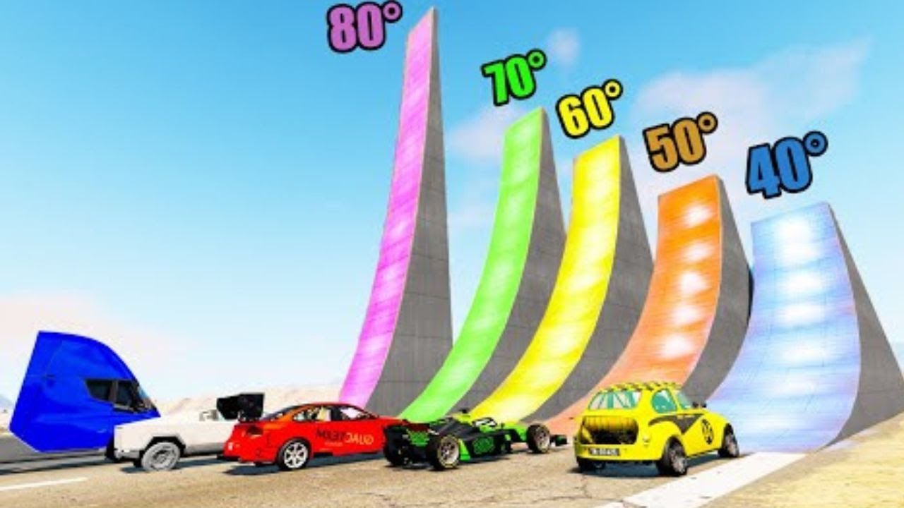 Cars vs Giant Ramps BeamNG.Drive YouTube
