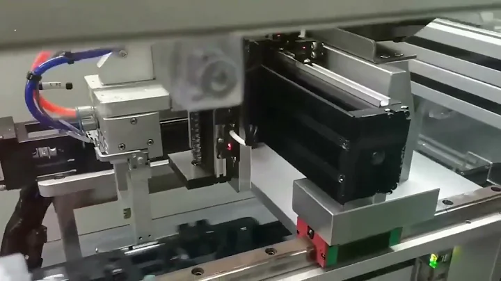 Fully automated assembly line for industrial coponents with buttons