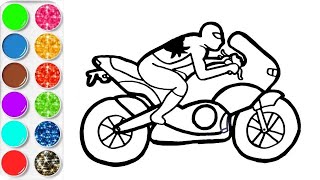 Apprendre À DESSINER MOTO SPIDERMAN COLORIER vidéo éducative & Planète coloriage