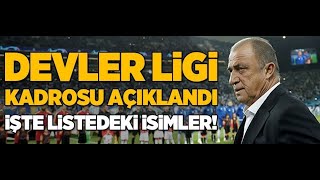 Galatasarayın Şampiyonlar Ligi Kadrosu Belli Oldu