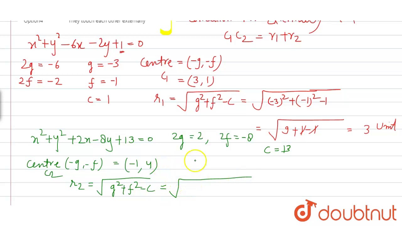 For the given circles `x^(2)+y^(2)6x2y+1=0` and `x^(2)+y