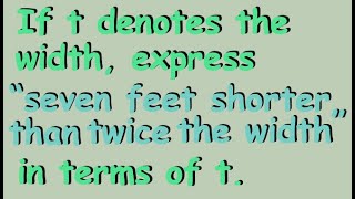 Translate an English Expression to Algebraic Expression -  Example