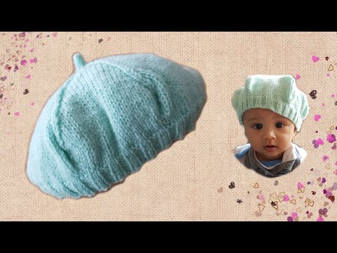 ถักหมวกเบเร่ต์แบบง่ายๆ Easy knitting beret hat 3-12 months (English Subtitle) | Handcraft Around You