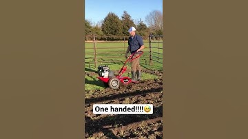 One handed rotor tiller!! This one works so great! #rototiller #spring gardening #gardening #easy