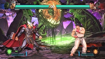 Thor & Gamora vs Ryu & Chun-Li (Hardest AI) - Marvel vs Capcom: Infinite