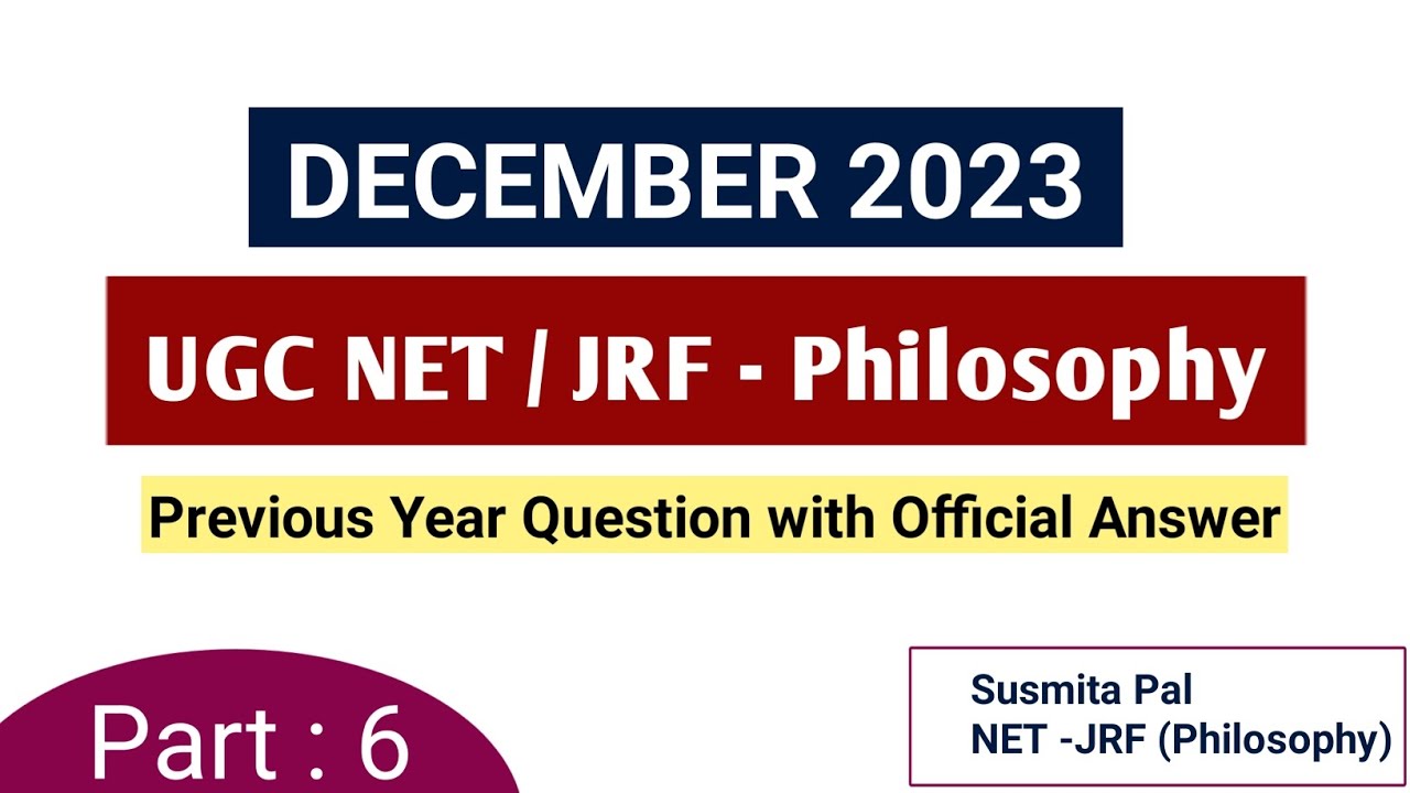 UGC NTA NET DECEMBER 2023 Philosophy Question Paper #UGC_NET_philosophy ...