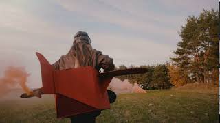 Camera Follows Little Girl Running In Fun Plane Pilot