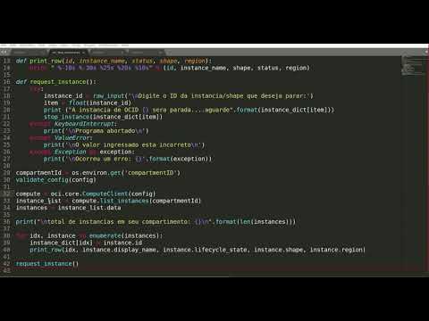 Como parar instância do Oracle Cloud (OCI) com Python e CLI