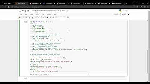 Python Program To find the Sub Set Sum | Algorithm to Find the subset sum | Python