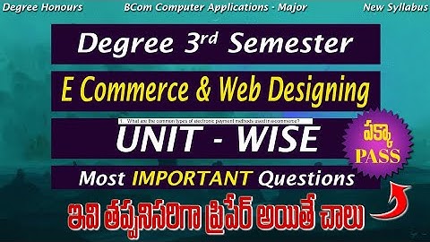 Degree Semester 3 - E Commerce and Web Designing Most Important Questions UNIT-WISE Weightage Degree