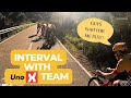 Amateur cyclist caught up with unox team during hard interval 