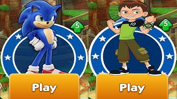 Sonic Dash vs Ben 10 Up to Speed - All Characters Unlocked and Fully Upgraded Walkthrough 2022
