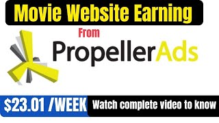 My Movie Website Earning From Propeller ads 23$ /Week