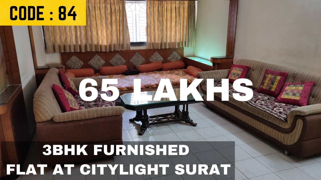 65 Lakhs for 3bhk Furnished Flat in Citylight area of Surat! Prime