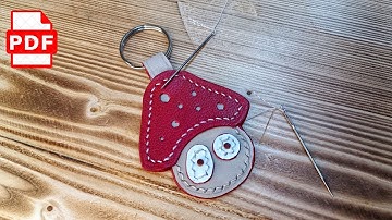 Making a leather keychain/Leather mushroom keychain in 2 hours [Free pattern]
