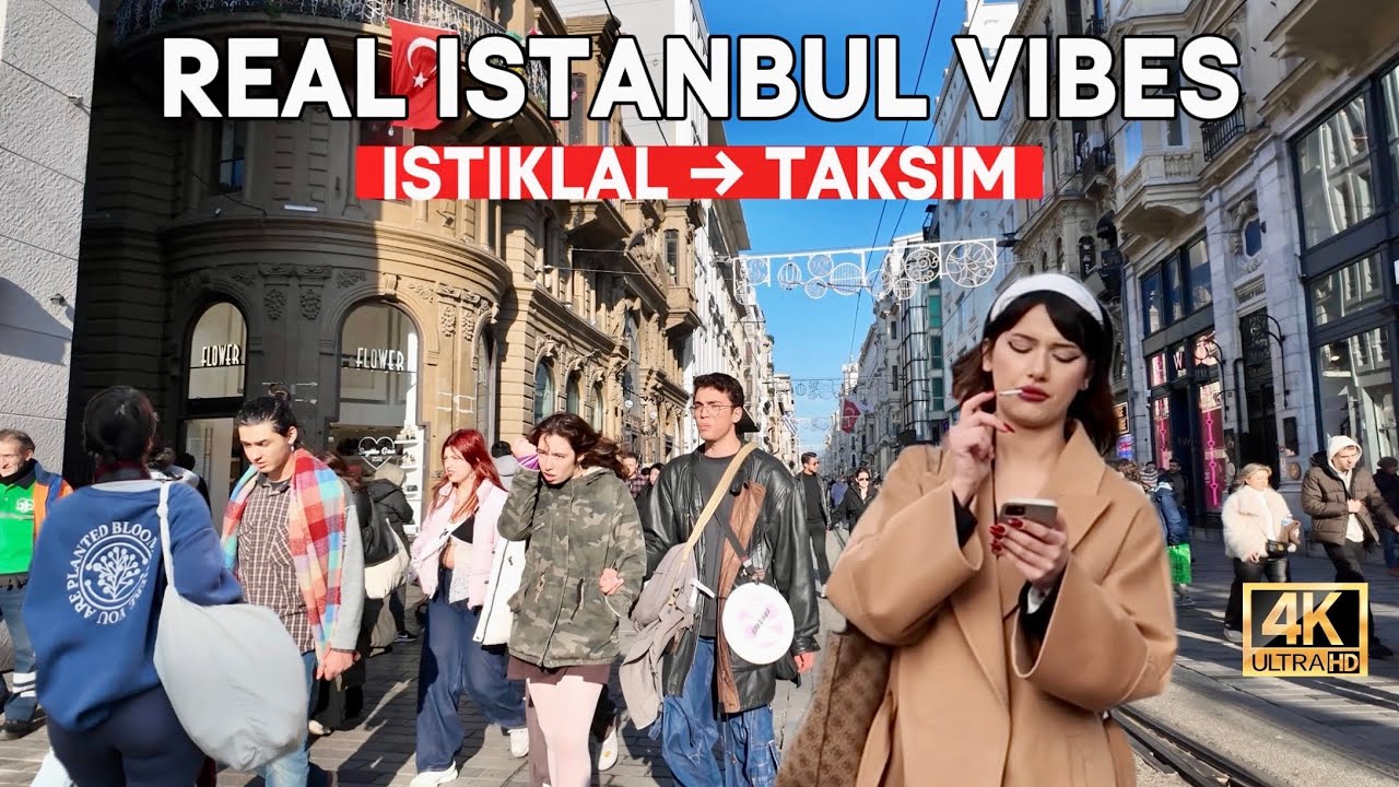 Istanbul Walking Tour 4K | Istiklal Street to Taksim Square – Shops, Cafes & Real Life