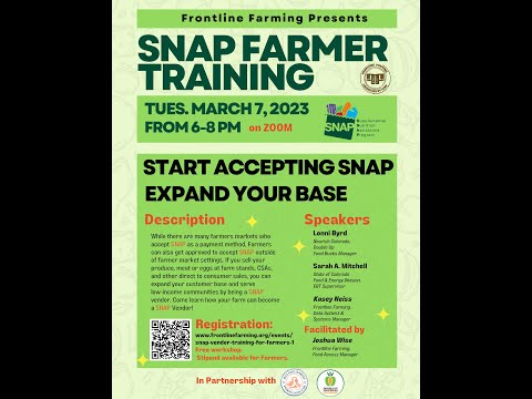 Snap Vendor Training For Farmers