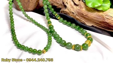 Gia công chê tác Chuỗi đuổi 108 hạt Ngọc bích Canada (Nephrite jade)