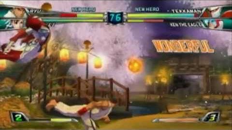 Tatsunoko vs. Capcom: Ultimate All-Stars (Ryu & Chun-Li vs. Ken the Eagle & Tekkaman)