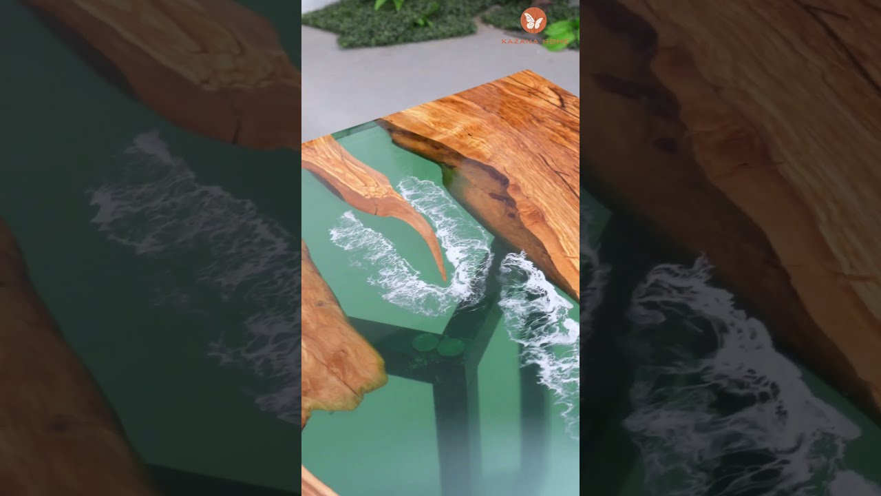 Olive Clear Forest Ocean Epoxy Table KAZANA EpoxyTable DiningRoomGoals KAZANAdesigns