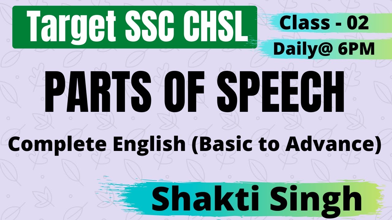 PARTS OF SPEECH - English Full Course for SSC Exams - YouTube
