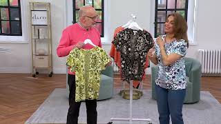 Женский топ Denim & Co. из мягкого трикотажа с принтом, рукавами «долман» и декоративными деталям... screenshot 4