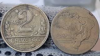 ESSA MOEDA VALE MUINTO DINHEIRO 2 CRUZEIROS ANO 1949 SORTUDO VOCÊ TEM VALOR 150, A 600, REAIS ?