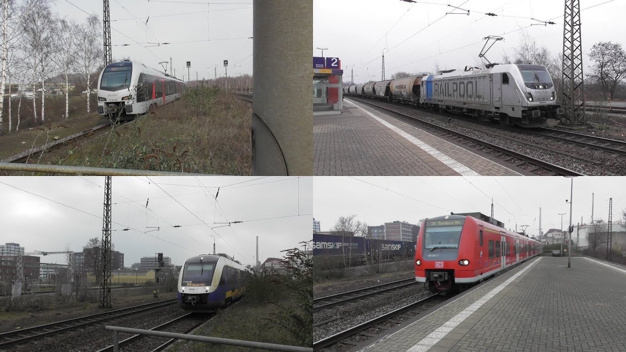 Bahnverkehr im Bahnhof Krefeld-Chempark mit ET425,FLIRT3 DB&Abellio,RE10 Umleitern und Güterzügen