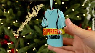 Ornaments by Elves: Personalized Blue Superhero in Srubs Nurse Ornament OBE-OR2531