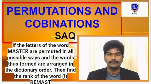 If the letters of the word MASTER  arranged in the dictionary order.find the rank of the word REMAST