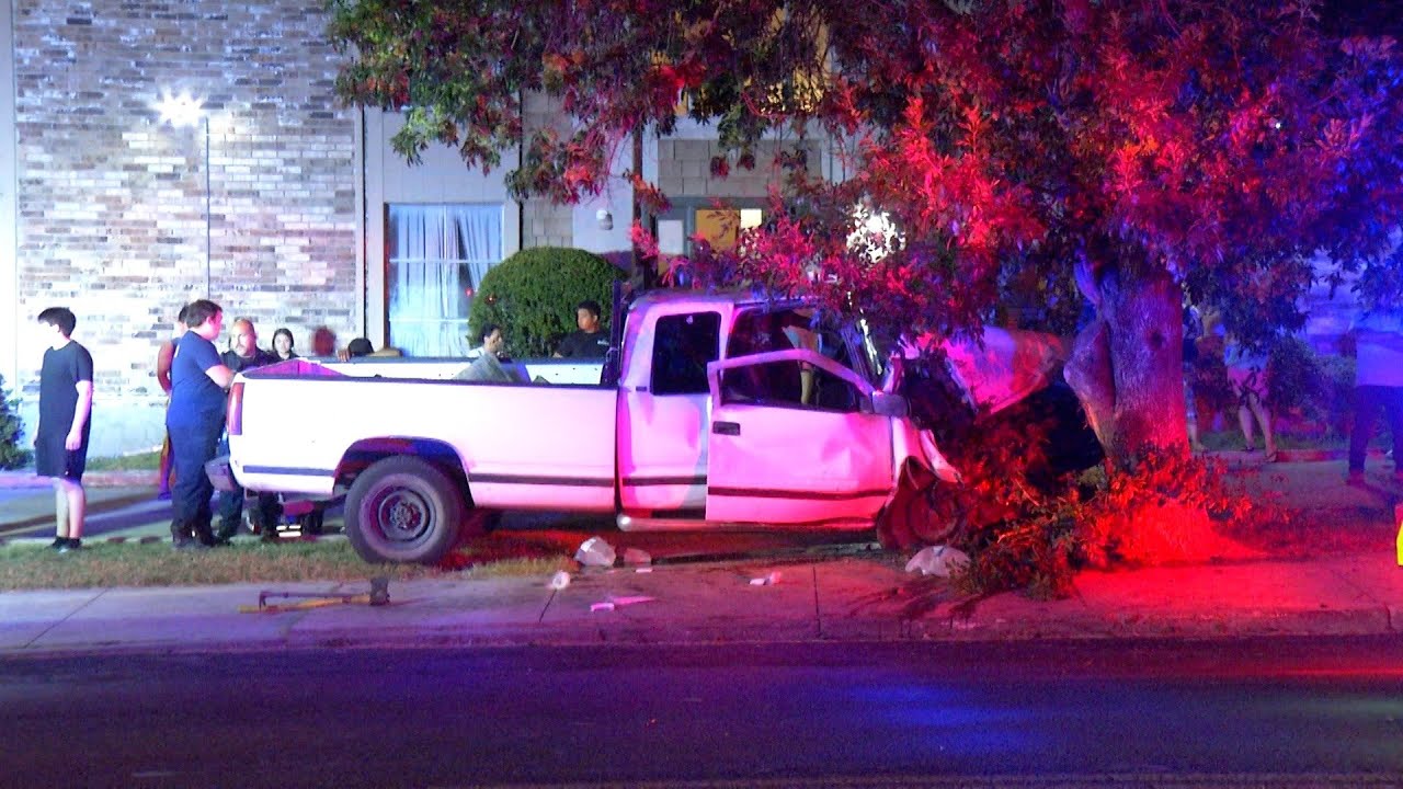 Driver of pickup truck extracted by firefighters after crashing into ...