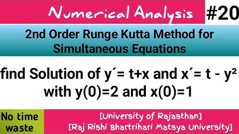 Second Order Runge Kutta Method(Differential eq.)(Solve ODE by Numerical)Numerical Analysis#MScFinal