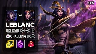 LeBlanc vs Ahri Mid - KR Challenger - Patch 14.5 Season 14