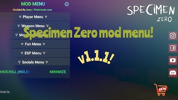 Specimen Zero mod menu v1.1.1 God mode, fake hide, esp menu and MORE!!!