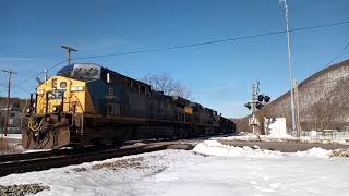 Fast CSX empty hopper train. E-792 #129CARS, #AC44CW