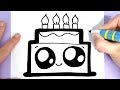 HOW TO DRAW A CUTE BIRTHDAY CAKE EASY - HAPPY DRAWINGS