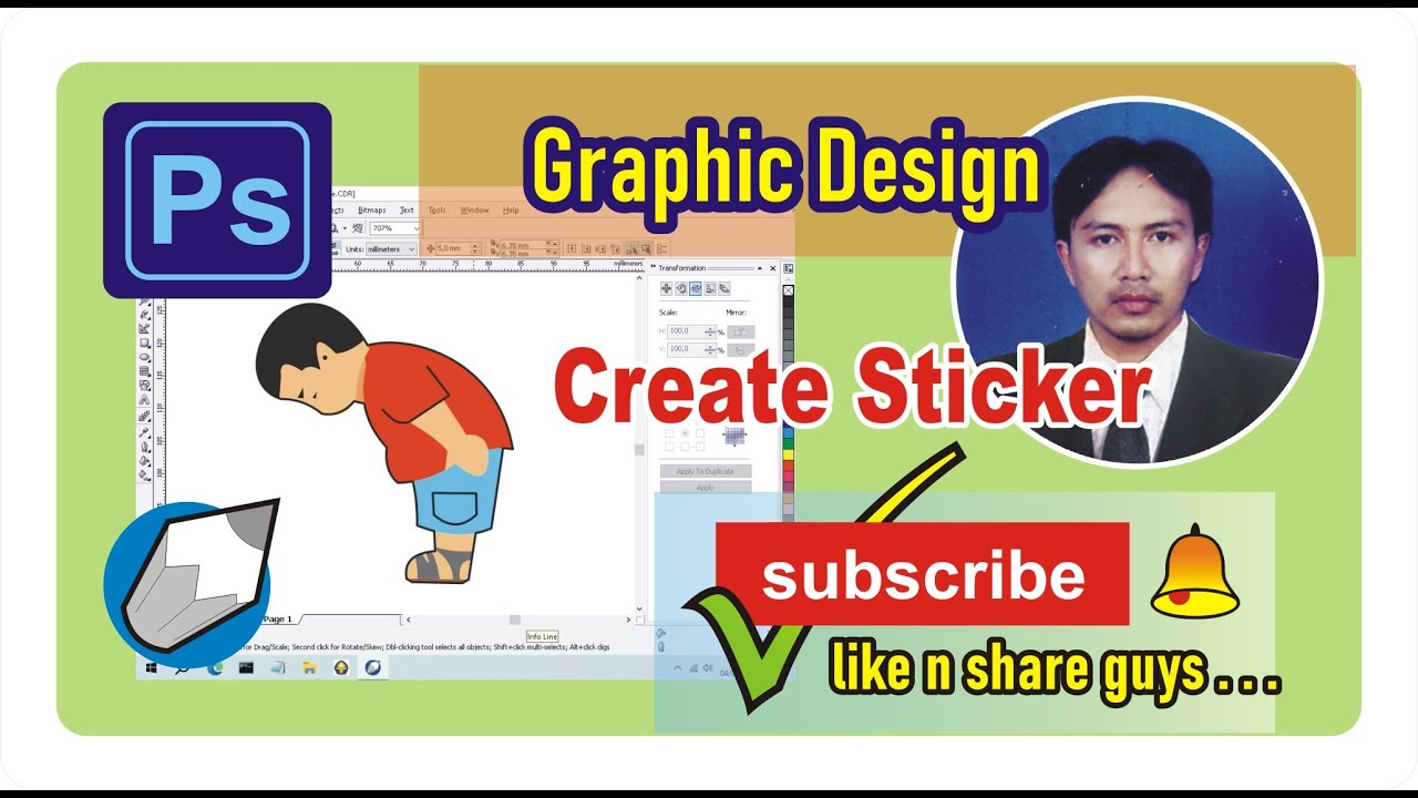 Create Sticker for WA #photoshop #coreldraw #png #newsticker - YouTube