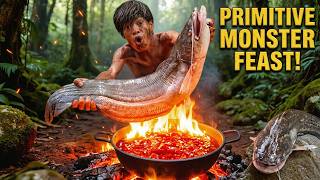 Find Food Meet Big fish And Cook In Wilderness Cooking Primitive Jungle
