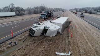 Ice Storm Cripples Central Arkansas Drone Footage - 2242022