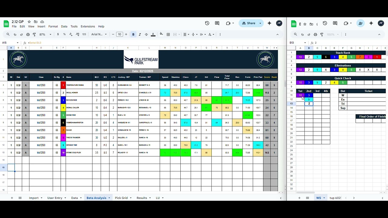 Gulfstream Park Horse Racing Betting (02/12/2025)