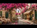 Peaceful European Street With Outdoor Coffee Shop Ambience Soft Jazz Piano Music For Work Study 