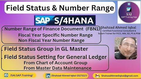 Field Status and Number Range in SAP Finance S4 HANA |Field Status Group in GL Master in SAP S4 HANA