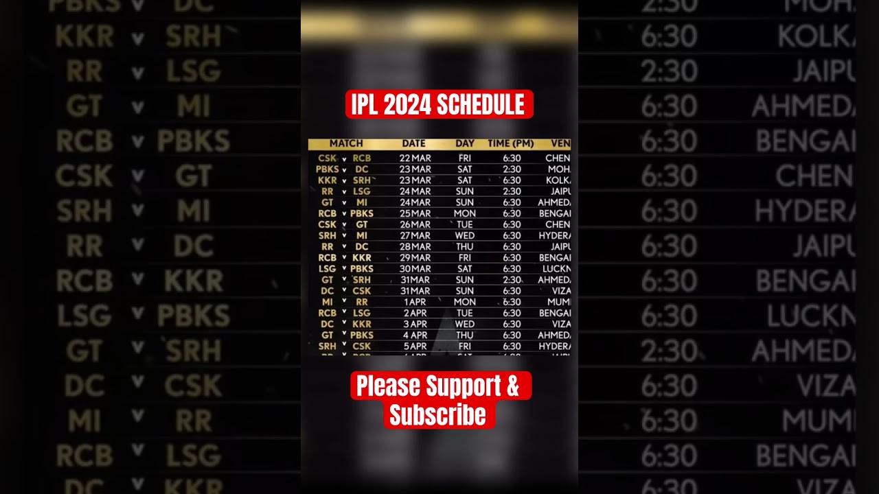 IPL SCHEDULE 2024 | 
