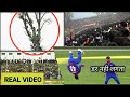 Crazy nepal fans climp on the trees to watch uae vs nepal match cricket