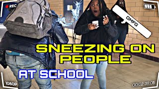 Sneezing On People At School PRANK *bad idea* 😳