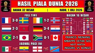 2026 World Cup Results - France vs Sweden - Ivory Coast vs Norway - World Cup Round of 16 Bracket