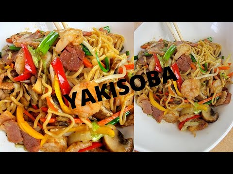 Cooking Shrimp Yakisoba