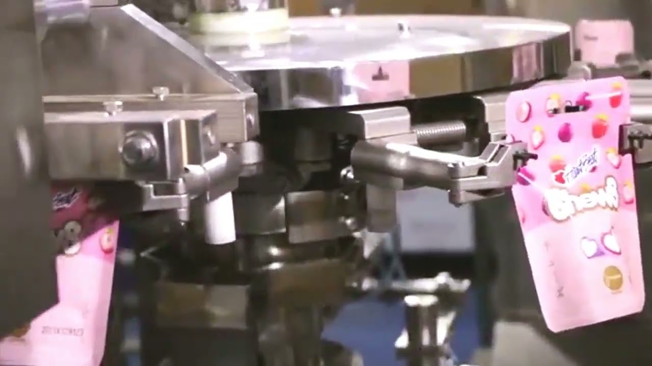 Gummy candy premade pouches filling sealing machine